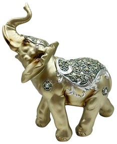 Elefant decorativ LOTUS, Auriu, 12x13cm