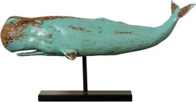 Decorațiune balenă din rășină pe suport din metal, H38,5 cm, "Oceane"