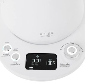 Cana electrica Adler AD 1349W, 1100W, 1 l, 40-100°C, mentinere caldura, Afisaj LED, Alb