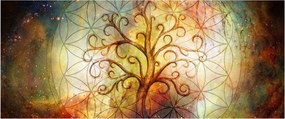 Tablou abstract cu copac (120x50 cm)