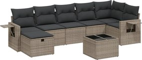 vidaXL Set canapele de grădină cu perne, 8 piese, gri, poliratan