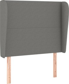 vidaXL Tăblie de pat cu aripioare gri închis 93x23x118/128 cm textil