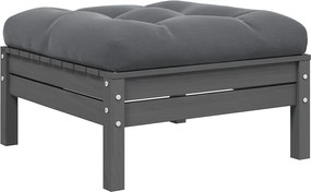 vidaXL Taburet de grădină cu pernă antracit, gri, lemn masiv de pin