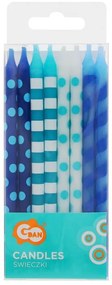 Colorat Dots Set de lumânări de tort albastre, 16 bucăți