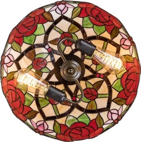 Brilagi - Candelabru Tiffany GARLAN cu vitralii, suspendat pe lanț, 2xE27/60W/230V