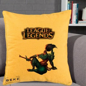 Perna Personalizata League of Legends Yasuo, 40x40 cm, Galben, Husa Detasabila, Perna Inclusa, BEKZ®