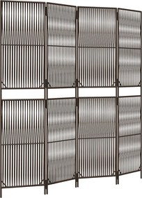 vidaXL Separator de cameră cu 4 panouri, maro, poliratan