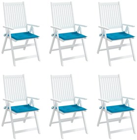 Perne scaun de gradina, 6 buc., albastru, 40x40x3 cm, textil 6, Albastru, 40 x 40 x 3 cm