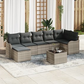 vidaXL Set de canapele pentru grădină 8 pcs Gri deschis Rattan poli