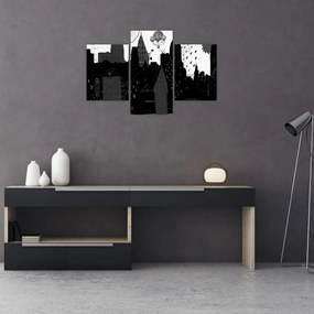 Tablou - Oraș cu inscripții și modele (90x60 cm)