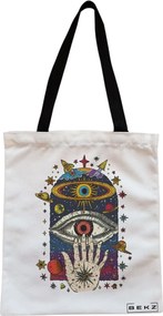 Sacosa de Panza pentru Cumparaturi, Geanta Tote, Energy Mood 4, Cu fermoar, 38x34.5 cm, Alba, BEKZ®