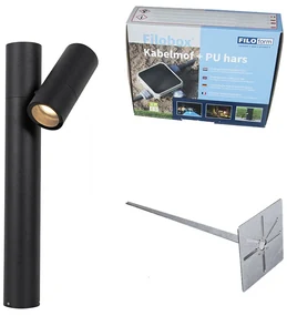 Lampă de exterior cu stand negru, reglabilă 50 cm - Duo