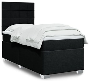 vidaXL Pat box spring cu saltea, negru, 80x200 cm, textil