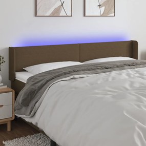 3122965 vidaXL Tăblie de pat cu LED, maro închis, 163x16x78/88 cm, textil