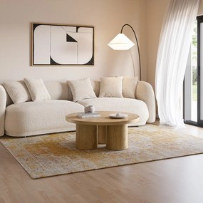 Măsuță de cafea în culoare naturală rotundă cu aspect de lemn de stejar ø 100 cm Arancha – MOME