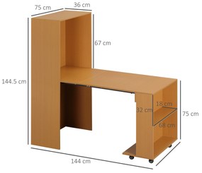 Masa de sufragerie HOMCOM pliabila, bufet extensibil, pana la 3 persoane, natural | Aosom Romania