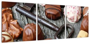 Tablou cu ciocolată și chei (cu ceas) (90x30 cm)