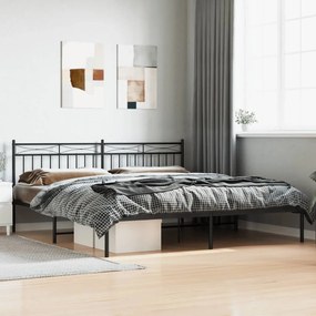373697 vidaXL Cadru de pat metalic cu tăblie, negru, 193x203 cm
