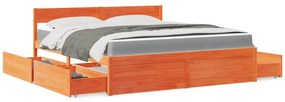 vidaXL Pat cu sertare saltea, maro ceruit, 180x200 cm, lemn masiv pin