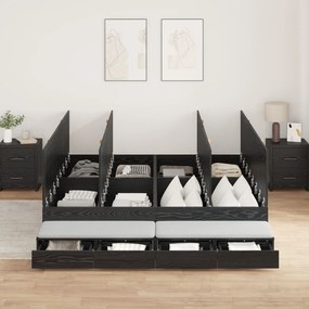 vidaXL Cadru de pat cu depozitare din stejar negru 180x200 cm