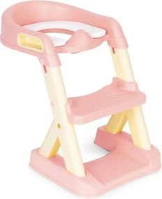 Scaun de toaletă cu trepte și scară roz