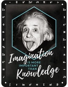 Placă metalică Einstein Imagination & Knowledge, (15 x 20 cm)