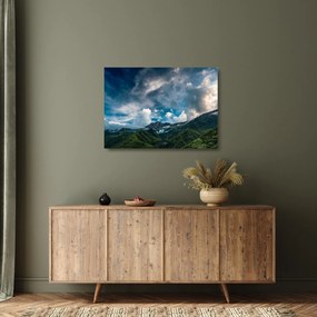 Tablou pe sticlă cu munții (70x50 cm)
