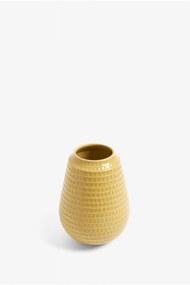Vaza Medie Vivo Galbena din Ceramica cu Model in Relief Galben-Ocru