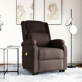 3110983 vidaXL Fotoliu de masaj cu ridicare, maro închis, material textil