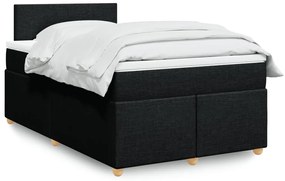 vidaXL Pat box spring cu saltea, negru, 120x200 cm, textil