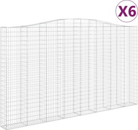 vidaXL Coșuri gabion arcuite, 6 buc, 400x30x220/240cm, fier galvanizat