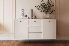 Comodă suspendată Lorini 150 cm cu sertare - cașmir / mânere negre T-bar