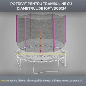 SPORTNOW Plasa de siguranta pentru trambulina 305cm, Roz | Aosom Romania