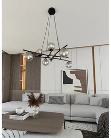 Lustră pe cablu ESSA 8xE14/10W/230V negru/fumuriu