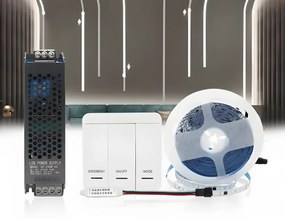 KIT Banda LED Digitală Premium – Iluminare Caldă de 3000K, 10m, 12W/M, 24V, cu Transformator de 150W și Controler pentru Design Modern