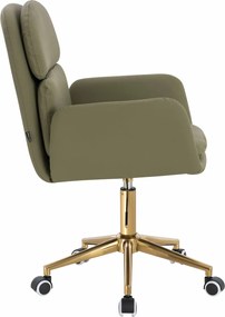 HR480K Scaun Khaki Piele Ecologica Premium Soft cu Bază Aurie