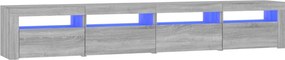 vidaXL Comodă TV cu lumini LED, gri sonoma, 240x35x40cm