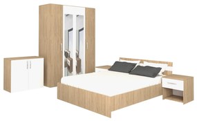 Set Dormitor haaus Paris, Lemn Natural/Alb