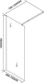 River Walk în perete de duș 70x190 cm negru