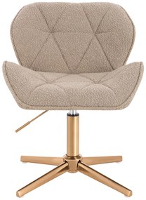 HR111CROSS Scaun Latte Boucle cu Bază Aurie