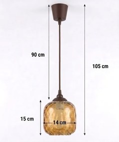 Brilagi - Lustru LED suspendat pe cablu R GLASS 1xE27/60W/230V Ø 14 cm maro/maro fumuriu