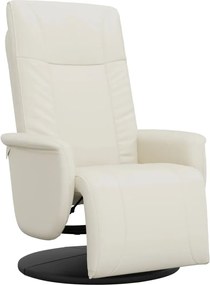 vidaXL Fotoliu rabatabil cu suport de picioare, crem, piele ecologică