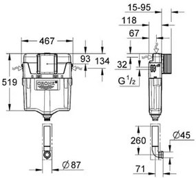 Rezervor de apa G2 ajustabil 6-9 l - Grohe-38661000