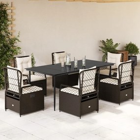vidaXL Set mobilier de grădină cu perne, 7 piese, maro, poliratan