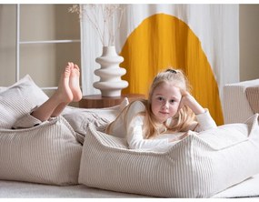 Fotoliu puf pentru copii crem cu tapițerie din catifea reiată Chair – Wigiwama