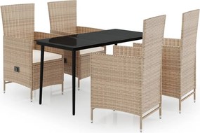 vidaXL Set de mobilier pentru grădină cu perne, 5 piese, bej