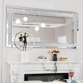 OGG24 - Oglinda 120x60 cm, pentru perete ornamentala dormitor, living - Argintie