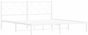 376279 vidaXL Cadru de pat metalic cu tăblie, alb, 180x200 cm