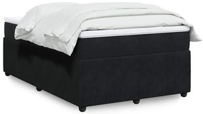 vidaXL Pat box spring cu saltea, negru, 120x200 cm, catifea