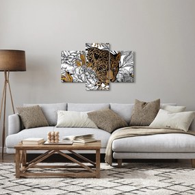 Tablou - Leopard între flori (90x60 cm)